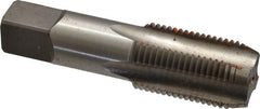 Cleveland - 1/2-14 NPS Thread, 4 Flute Standard Pipe Tap - 3-1/8" OAL, 1-3/8" Thread Length, 11/16" Shank Diam, Bright Finish, High Speed Steel - Exact Tooling