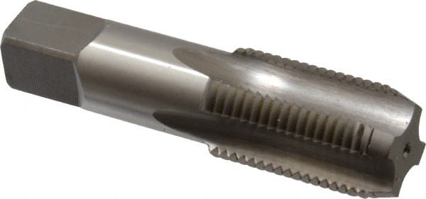 Cleveland - 1/2-14 NPSF Thread, 4 Flute Standard Pipe Tap - 3-1/8" OAL, 1-3/8" Thread Length, 11/16" Shank Diam, Bright Finish, High Speed Steel - Exact Tooling