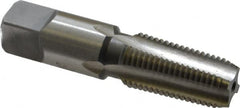Cleveland - 1/4-18 NPT Thread, 4 Flute Standard Pipe Tap - 2-7/16" OAL, 1-1/16" Thread Length, 9/16" Shank Diam, Bright Finish, High Speed Steel - Exact Tooling
