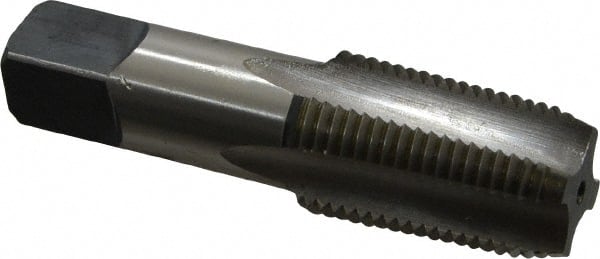 Cleveland - 1/2-14 NPT Thread, 4 Flute Standard Pipe Tap - 3-1/8" OAL, 1-3/8" Thread Length, 11/16" Shank Diam, Bright Finish, High Speed Steel - Exact Tooling