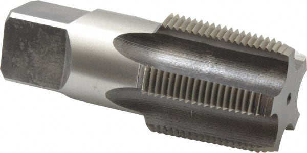 Cleveland - 1-1/4 - 11-1/2 NPT Thread, 5 Flute Standard Pipe Tap - 4" OAL, 1-3/4" Thread Length, 1-5/16" Shank Diam, Bright Finish, High Speed Steel - Exact Tooling