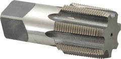 Cleveland - 1-1/2 - 11-1/2 NPT Thread, 7 Flute Standard Pipe Tap - 4-1/4" OAL, 1-3/4" Thread Length, 1-1/2" Shank Diam, Bright Finish, High Speed Steel - Exact Tooling