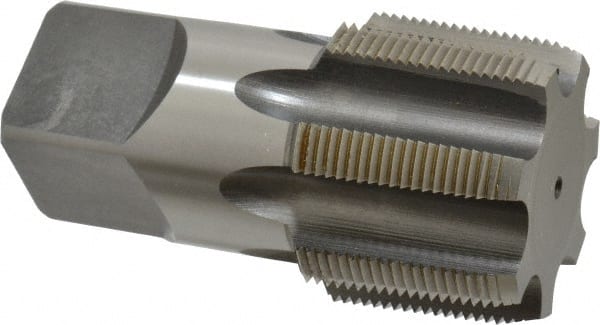 Cleveland - 2 - 11-1/2 NPT Thread, 7 Flute Standard Pipe Tap - 4-1/2" OAL, 1-3/4" Thread Length, 1-7/8" Shank Diam, Bright Finish, High Speed Steel - Exact Tooling