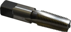 Cleveland - 1/4-18 NPTF Thread, 4 Flute Standard Pipe Tap - 2-7/16" OAL, 1-1/16" Thread Length, 9/16" Shank Diam, Bright Finish, High Speed Steel - Exact Tooling