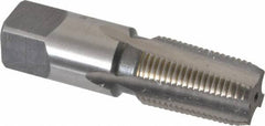 Cleveland - 3/8-18 NPTF Thread, 4 Flute Standard Pipe Tap - 2-9/16" OAL, 1-1/16" Thread Length, 0.7" Shank Diam, Bright Finish, High Speed Steel - Exact Tooling