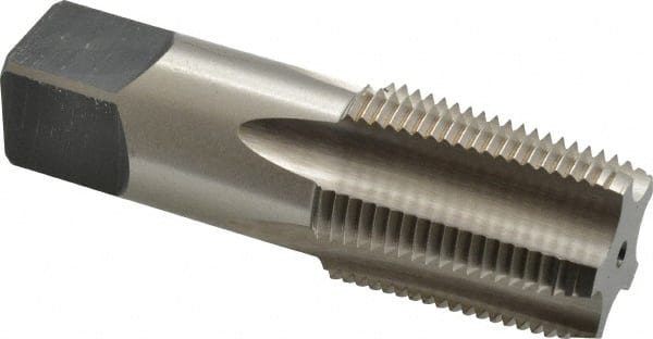 Cleveland - 3/4-14 NPTF Thread, 5 Flute Standard Pipe Tap - 3-1/4" OAL, 1-3/8" Thread Length, 29/32" Shank Diam, Bright Finish, High Speed Steel - Exact Tooling