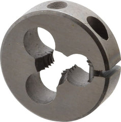 Cle-Line - #12-24 UNC Thread, 13/16" Outside Diam High Speed Steel Round Die - 1/4" Thick, Right Hand Thread, Adjustable - Exact Tooling