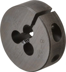 Cle-Line - #8-32 UNC Thread, 1" Outside Diam High Speed Steel Round Die - 3/8" Thick, Right Hand Thread, Adjustable - Exact Tooling