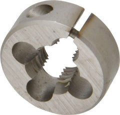 Cle-Line - 7/16-20 UNF Thread, 1" Outside Diam High Speed Steel Round Die - 3/8" Thick, Right Hand Thread, Adjustable - Exact Tooling