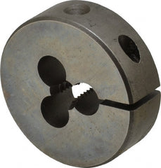 Cle-Line - 1/4-20 UNC Thread, 1-1/2" Outside Diam High Speed Steel Round Die - 1/2" Thick, Right Hand Thread, Adjustable - Exact Tooling