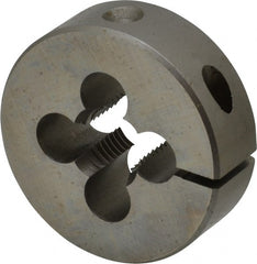 Cle-Line - 7/16-20 UNF Thread, 1-1/2" Outside Diam High Speed Steel Round Die - 1/2" Thick, Right Hand Thread, Adjustable - Exact Tooling
