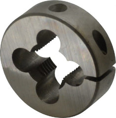 Cle-Line - 9/16-18 UNF Thread, 1-1/2" Outside Diam High Speed Steel Round Die - 1/2" Thick, Right Hand Thread, Adjustable - Exact Tooling