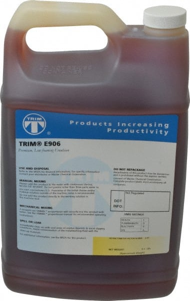 Master Fluid Solutions - Trim E906, 1 Gal Bottle Cutting & Grinding Fluid - Water Soluble, For Gear Hobbing, Heavy-Duty Broaching, Machining, Surface/Pocket/Thread Milling - Exact Tooling
