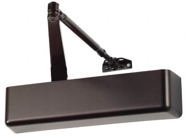 Falcon - Push & Pull Side Mount, Medium Duty Multi Size ADA Compliant Door Closer Full Cover Power Operated Damper - Nonhanded, Dark Bronze Finish - Exact Tooling