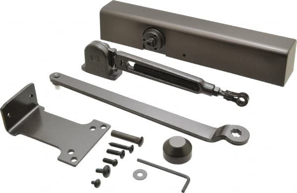 Falcon - Push & Pull Side Mount, Medium Duty Multi Size Hold Open Door Closer Full Cover Power Operated Damper - Nonhanded, Dark Bronze Finish - Exact Tooling