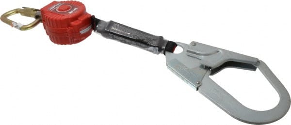 Miller - 6' Long, 400 Lb Capacity, Vectran/Polyester Fall Limiter - Aluminum Locking Rebar Hook Connector, Self-Locking Carabiner Connector - Exact Tooling