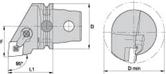 Kennametal - Left Hand Cut, Size KM63, CN.. Insert Compatiblity, Internal Modular Turning & Profiling Cutting Unit Head - 43mm Ctr to Cutting Edge, 60mm Head Length, Through Coolant, Series Kenloc - Exact Tooling