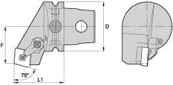 Kennametal - Left Hand Cut, Size KM63, CN.. Insert Compatiblity, External Modular Turning & Profiling Cutting Unit Head - 38mm Ctr to Cutting Edge, 60mm Head Length, Through Coolant, Series Kenloc - Exact Tooling