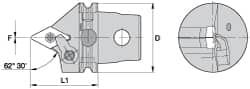 Kennametal - Neutral Cut, Size KM63, DN.. Insert Compatiblity, External Modular Turning & Profiling Cutting Unit Head - 60mm Head Length, Through Coolant, Series Kenloc - Exact Tooling