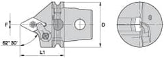 Kennametal - Neutral Cut, Size KM63, DN.. Insert Compatiblity, External Modular Turning & Profiling Cutting Unit Head - 60mm Head Length, Through Coolant, Series Kenloc - Exact Tooling