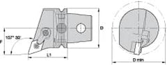 Kennametal - Left Hand Cut, Size KM63, DN.. Insert Compatiblity, Internal Modular Turning & Profiling Cutting Unit Head - 43mm Ctr to Cutting Edge, 60mm Head Length, Through Coolant, Series Kenloc - Exact Tooling