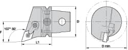 Kennametal - Right Hand Cut, Size KM63, DN.. Insert Compatiblity, Internal Modular Turning & Profiling Cutting Unit Head - 43mm Ctr to Cutting Edge, 60mm Head Length, Through Coolant, Series Kenloc - Exact Tooling