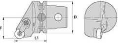 Kennametal - Left Hand Cut, Size KM63, RN.. Insert Compatiblity, Internal Modular Turning & Profiling Cutting Unit Head - 43mm Ctr to Cutting Edge, 60mm Head Length, Through Coolant, Series Kenloc - Exact Tooling