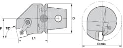 Kennametal - Right Hand Cut, Size KM63, SN.. Insert Compatiblity, Internal Modular Turning & Profiling Cutting Unit Head - 43mm Ctr to Cutting Edge, 60mm Head Length, Through Coolant, Series Kenloc - Exact Tooling