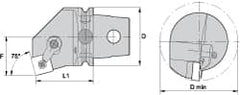 Kennametal - Right Hand Cut, Size KM63, SN.. Insert Compatiblity, Internal Modular Turning & Profiling Cutting Unit Head - 43mm Ctr to Cutting Edge, 60mm Head Length, Through Coolant, Series Kenloc - Exact Tooling