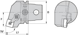Kennametal - Left Hand Cut, Size KM63, SN.. Insert Compatiblity, External Modular Turning & Profiling Cutting Unit Head - 38mm Ctr to Cutting Edge, 60mm Head Length, Through Coolant, Series Kenloc - Exact Tooling