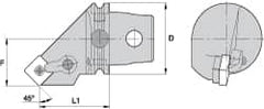 Kennametal - Right Hand Cut, Size KM63, SN.. Insert Compatiblity, Internal Modular Turning & Profiling Cutting Unit Head - 43mm Ctr to Cutting Edge, 70mm Head Length, Through Coolant, Series Kenloc - Exact Tooling