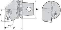 Kennametal - Right Hand Cut, Size KM63, TN.. Insert Compatiblity, External Modular Turning & Profiling Cutting Unit Head - 43mm Ctr to Cutting Edge, 60mm Head Length, Through Coolant, Series Kenloc - Exact Tooling