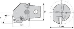 Kennametal - Right Hand Cut, Size KM63, TN.. Insert Compatiblity, Internal Modular Turning & Profiling Cutting Unit Head - 43mm Ctr to Cutting Edge, 60mm Head Length, Through Coolant, Series Kenloc - Exact Tooling