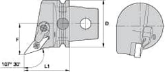 Kennametal - Right Hand Cut, Size KM63, VN.. Insert Compatiblity, External Modular Turning & Profiling Cutting Unit Head - 43mm Ctr to Cutting Edge, 60mm Head Length, Through Coolant, Series Kenloc - Exact Tooling