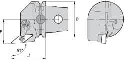 Kennametal - Right Hand Cut, Size KM63, VN.. Insert Compatiblity, External Modular Turning & Profiling Cutting Unit Head - 43mm Ctr to Cutting Edge, 60mm Head Length, Through Coolant, Series Kenloc - Exact Tooling