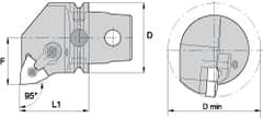 Kennametal - Left Hand Cut, Size KM63, WN.. Insert Compatiblity, Internal Modular Turning & Profiling Cutting Unit Head - 43mm Ctr to Cutting Edge, 60mm Head Length, Through Coolant, Series Kenloc - Exact Tooling