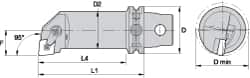 Kennametal - Right Hand Cut, 32mm Min Bore Diam, Size KM63 Steel Modular Boring Cutting Unit Head - 3.4646" Max Bore Depth, Through Coolant, Compatible with CN.. - Exact Tooling
