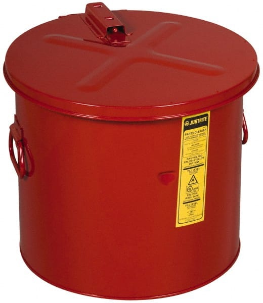 Justrite - 8 Gallon Capacity, Coated Steel, Red Dip Tank - 14-1/4 Inch High x 15-5/8 Inch Diameter, Includes Fusible Link - Exact Tooling