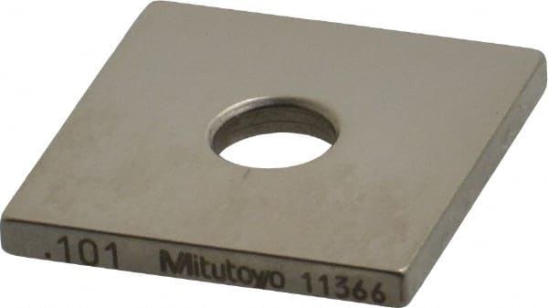 Mitutoyo - 0.101" Square Steel Gage Block - Accuracy Grade 0, Includes Certificate of Inspection - Exact Tooling