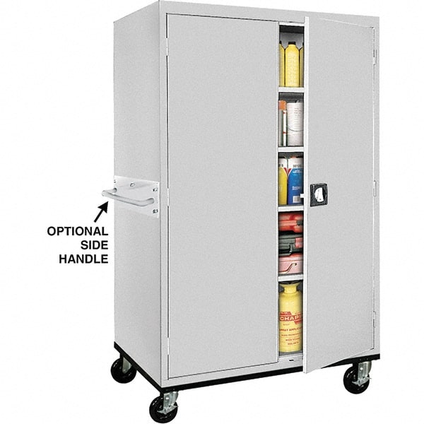 Sandusky Lee - 5 Shelf Mobile Storage Cabinet - Steel, 46" Wide x 24" Deep x 72" High, Dove Gray - Exact Tooling