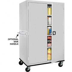 Sandusky Lee - 5 Shelf Mobile Storage Cabinet - Steel, 46" Wide x 24" Deep x 72" High, Dove Gray - Exact Tooling