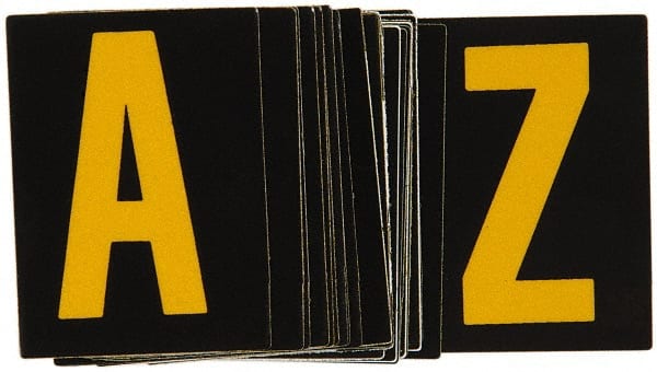 Made in USA - Letter Label - Legend: A-Z, English, Yellow & Black - Exact Tooling