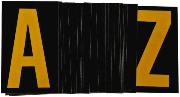 Made in USA - Letter Label - Legend: A-Z, English, Yellow & Black - Exact Tooling
