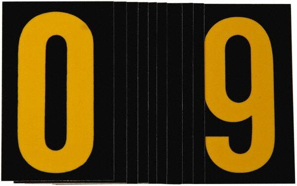 Made in USA - Letter Label - Legend: 0-9, English, Yellow & Black - Exact Tooling