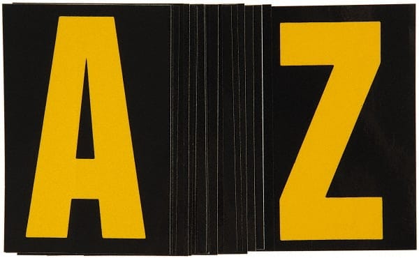Made in USA - Letter Label - Legend: A-Z, English, Yellow & Black - Exact Tooling