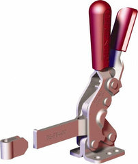 De-Sta-Co - 1,000 Lb Holding Capacity, Vertical Handle, Manual Hold Down Toggle Clamp - 64° Handle Movement, 76° Bar Opening, Solid Bar, Flanged Base, Carbon Steel - Exact Tooling