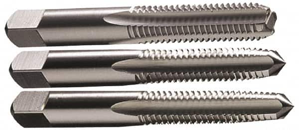 Hertel - #4-48 UNF, 3 Flute, Bottoming, Plug & Taper, Bright Finish, High Speed Steel Tap Set - 1-7/8" OAL, 2B/3B Class of Fit - Exact Tooling