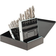 Chicago-Latrobe - F to U Drill, #6-32 to 1/2-13 Tap, Hand Tap and Drill Set - Bright Finish High Speed Steel Drills, Bright Finish High Speed Steel Taps, Plug Chamfer, 18 Piece Set, Includes Metal Index Case - Exact Tooling