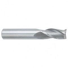 22mm Dia. x 102mm Overall Length 3-Flute Square End Solid Carbide SE End Mill-Round Shank-Center Cutting-Uncoated - Exact Tooling