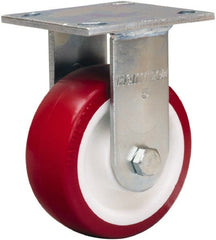 Hamilton - 5" Diam x 2" Wide x 7" OAH Top Plate Mount Rigid Caster - Polyurethane Mold on Polypropylene, 600 Lb Capacity, Straight Roller Bearing, 4 x 4-1/2" Plate - Exact Tooling